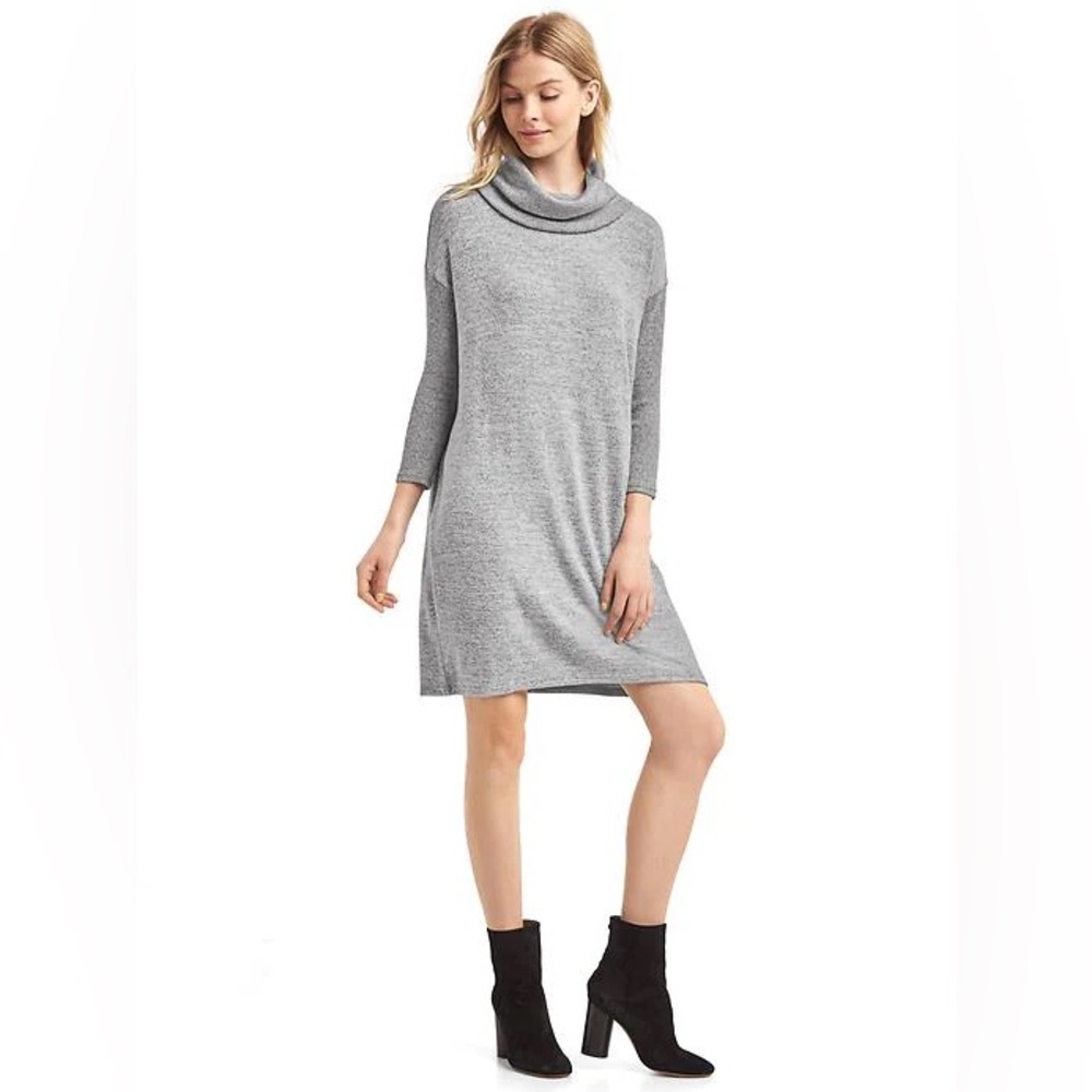 EUC GAP Softspun Collection Marled Gray Cowl neck Dress
